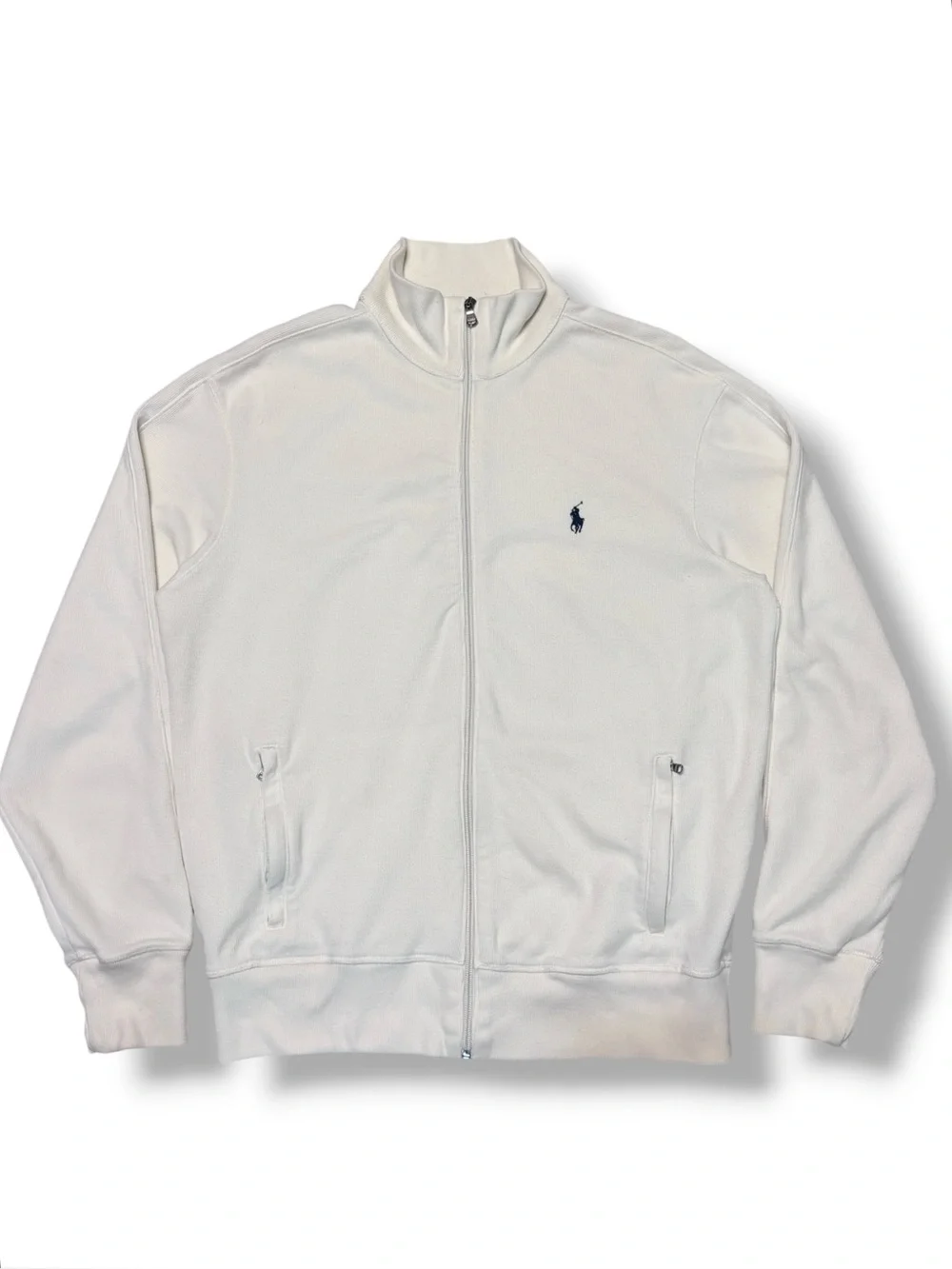 POLO RALPH LAUREN Cream Full Zip Performance Track Jacket Size Medium